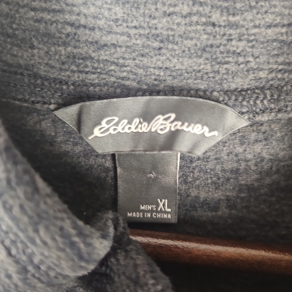 EDDIE BAUER Mens Gray 1/4 Zip Fleece Pullover Sweatshirt XL Long Sleeve - Picture 4 of 9